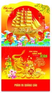 Lịch lò xo giữa gắn bộ số bế nổi - THUẬN BUỒM XUÔI GIÓ - AK21 - XUÂN GIÁP THÌN 2024