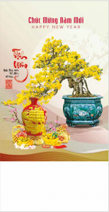 LỊCH LÒ XO 7 TỜ NH33 - BON SAI, BÌNH CỔ VÀ THƯ PHÁP - XUÂN GIÁP THÌN 2024