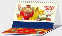 LỊCH ĐỂ BÀN 13 TỜ 2 LÒ XO NH67 - TRÀ, HOA, BÌNH CỔ - XUÂN GIÁP THÌN 2024