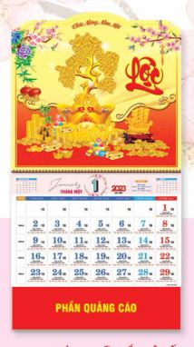 Lịch lò xo giữa gắn bộ số bế nổi - Tài Vô Lộc Tới - AK22 - Xuân Quý Mão 2023