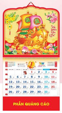 LỊCH LÒ XO GIỮA GẮN BỘ SỐ (37x70) - THUẬN BUỒM XUÔI GIÓ (AK25) - Xuân Bính Ngọ 2026