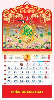 LỊCH LÒ XO GIỮA GẮN BỘ SỐ (37x70) - PHÚ QUÝ KIM NGƯ (AK27) - Xuân Bính Ngọ 2026