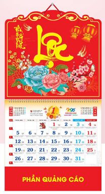 LỊCH LÒ XO GIỮA GẮN BỘ SỐ (37x70) - CHỮ LỘC & HOA (AK29) - Xuân Bính Ngọ 2026