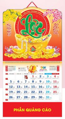 LỊCH LÒ XO GIỮA GẮN BỘ SỐ (37x70) - LỘC PHÁT (AK33) - Xuân Bính Ngọ 2026