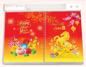 LỊCH ĐỂ BÀN 52 TUẦN LÒ XO GIỮA (18x27) - ĐẾ LICH MÀU TRẮNG (AK51) - Xuân Bính Ngọ 2026