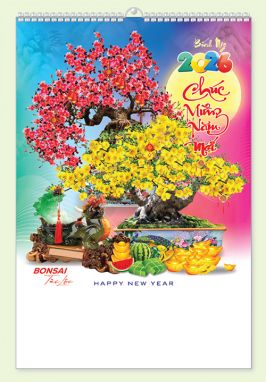 LỊCH 7 TỜ LÒ XO (40X60) - Bon Sai (MT22) - Xuân Bính Ngọ 2026