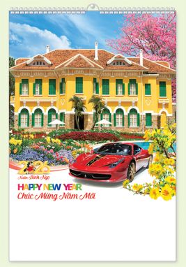 LỊCH 7 TỜ LÒ XO (40X60) -Biệt Thự Xe (1) (M34) - Xuân Bính Ngọ 2026