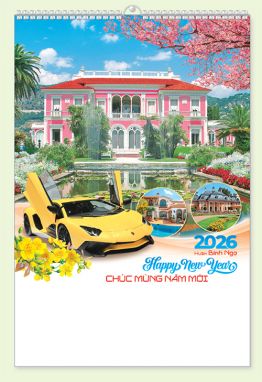 LỊCH 7 TỜ LÒ XO (40X60) -Biệt Thự Xe (2) (M35) - Xuân Bính Ngọ 2026