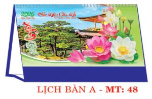 Lịch bàn chữ A (24x17 cm) - Hoa Sen (MT48) - Xuân Bính Ngọ 2026