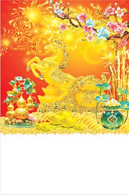 Lịch lò xo 7 tờ (40x60 cm) - Bính Ngọ tài lộc (NH48) - Xuân Bính Ngọ 2026