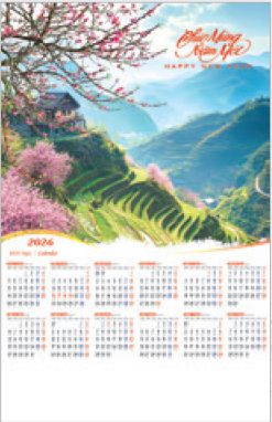 Lịch 1 tờ nẹp sắt (45x70 cm) - NH82 - Xuân Bính Ngọ 2026