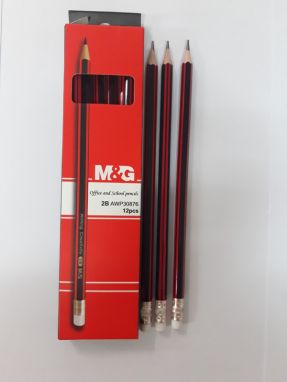 Bút chì gỗ 2B đỏ đen lục giác gọt sẵn có gôm AWP308