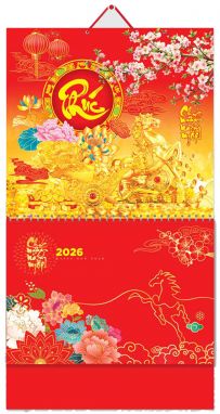 Lịch chữ phúc 13 tờ  - Phú Quý phát tài  (TL14) - Xuân Bính Ngọ 2026