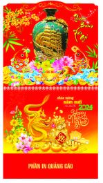 Lịch lò xo giữa gắn bộ số bế nổi - BÌNH CỔ THUYỀN BUỒM - AK17 - XUÂN GIÁP THÌN 2024